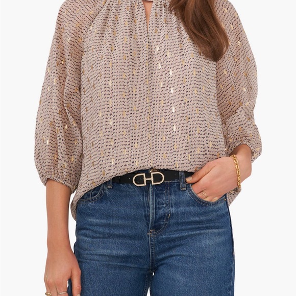 Vince Camuto Tops - 🎉 HP Seasonal Y2K Sparkle Party 🎉- Vince Camuto Foil Dot Balloon Sleeve Blouse